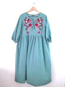 Sea Green Printed Dress (Women's)
