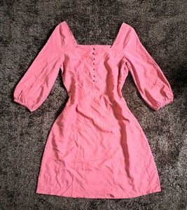 Sale !Pink Square Neck Mini Dress
