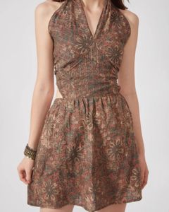 Floral Cut-Out Halterneck Dress
