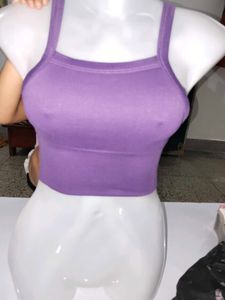 Glassons Purple Seamless Ribbed Cami Crop Top (Siz