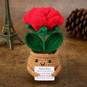 Handmade Crochet "Positive Rose" Plant Decor