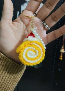 Crochet swiss roll cake Keychain cak