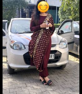Beautiful Maroon Kurta Set With Printed Dupatta