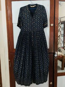 Stylish Navy Blue golden Printed Kurta