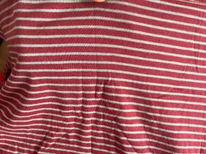 Wills Maroon Striped Long Sleeve Dress