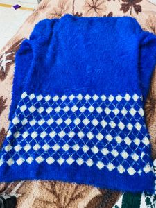Blue Fuzzy Knit Dress