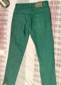 Low Waist Slim Fit Green Distressed Denims