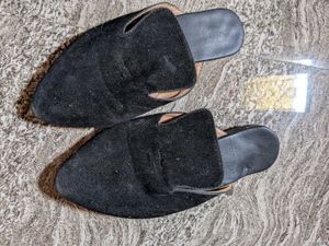 Black Flat Mules
