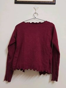 Chic Maroon Tie-Front Cardigan