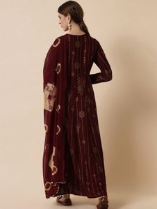 Maroon a Line Kurta Set-New