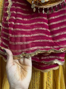 Vibrant Yellow &amp; Pink Lehenga Set