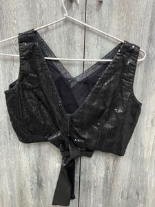 Sparkling Black Sequined Blouse