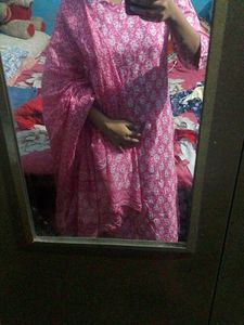 Pink Printed Kurta Set with Dupatta