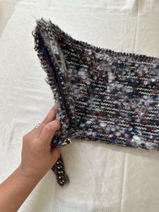 ZARA Textured Tweed Clutch Bag