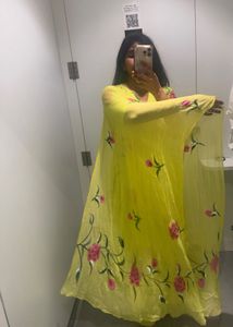 Vibrant Yellow Floral Kurta Set