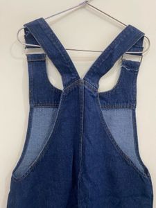 Chic Denim Pinafore Dress with Floral Embroidery