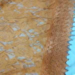 Elegant Orange Lace Dupatta