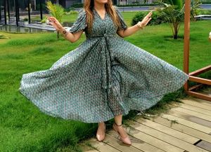 Boho Chic Teal Floral Maxi Dress (fix price)