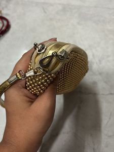 Vintage Beaded Gold Wristlet