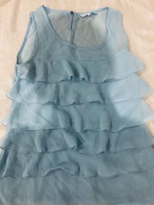 Chic Ruffled Light Blue Sleeveless Top