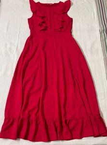 Red Vibrant Ruffled Maxi Dress