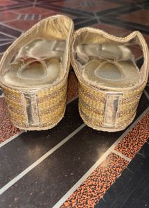Sparkling Gold Wedge Flip-Flops