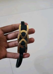 Elegant Black Belt with Gold Buckle