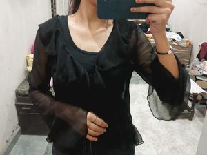 Sheer Black Ruffle shurg
