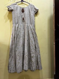 Elegant Grey Anarkali Suit with Vibrant Dupatta