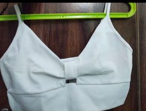 White Cutout Crop Top
