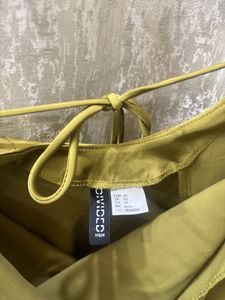Olive Green Slip Dress with Rose Detail
