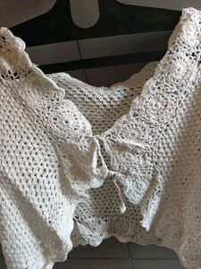 Y2K Crochet Cardigan &amp; Black crop top
