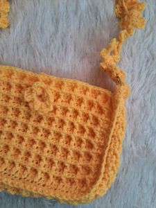 Handmade Crochet Yellow Bag