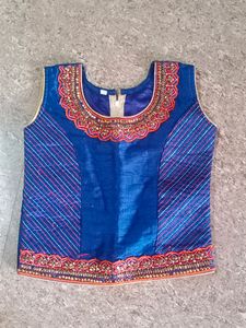Lehanga Choli Orange With Navy Blue Color