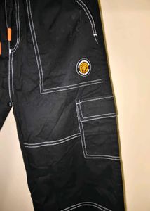 Black Cargo Pants with White Stitching