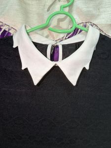 Vintage Black Textured Collared Top