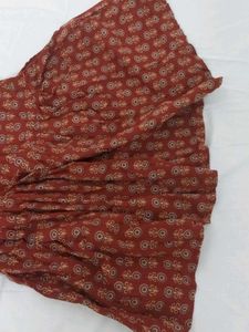 Beautiful Red Printed Kurti and jeans