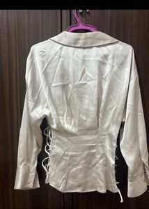 Chic Lace-Up Satin Blouse shirt