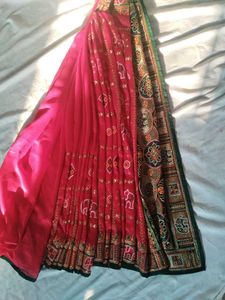 Elegant Pink & Green Saree