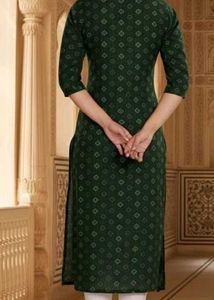 Green Ethnic Kurta with Diamond Print