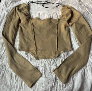 Trendy Corset Style Long Sleeve Top