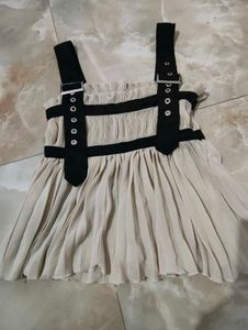 Pleated Buckled Strap Dress
