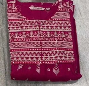 Pink Kurta with White Print