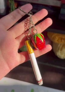 Strawberry &amp; Cigarette Keychain