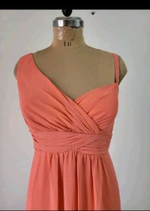 Elegant One-Shoulder Coral Gown