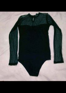 Black Lace Long Sleeve Bodysuit