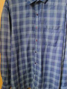 Men's Blue Plaid Long Sleeve Shirt