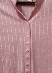 Chic Pink Striped Button-Down Tunic Top