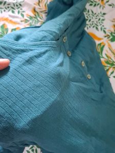 Teal Long Sleeve Henley Top