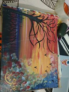 Abstract Tree Sunset Painting camvas book